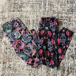 Sugar skull floral legging set size large